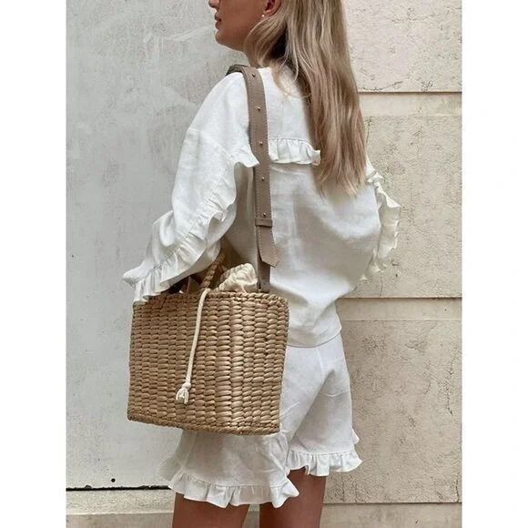 Commense Pure Cotton Ruffle Decor Shorts Set off white size M - Picture 4 of 5